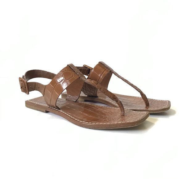 Christian Louboutin Cubongo Flat Thong Sandals Womens 38 8 Brown Leather Croc - Picture 4 of 11